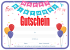 Gutschein 'Happy birthday, Wimpel'