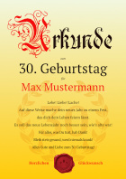 Urkunde zum 30. Geburtstag (Lebe ...)