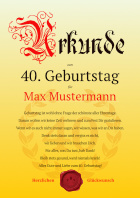 Urkunde zum 40. Geburtstag (Liebe ...)