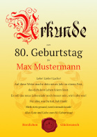 Urkunde zum 80. Geburtstag (Lebe ...)