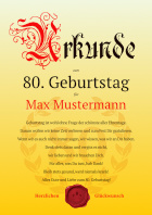 Urkunde zum 80. Geburtstag (Liebe ...)