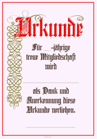Urkunde für mehrjährige Mitgliedschaft