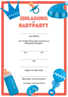 Einladung zur Babyparty (Rot, Blau)