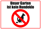 Verbotsschild, kein Hundeklo (Garten)