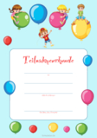 Kinder Teilnahmeurkunde 'Kinder mit Ballons'