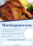 Restaurant Plakat Martinsgans-Essen (Blau)