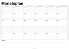 Monatsplan, Montag bis Sonntag