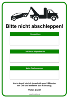 Schild: Bitte nicht abschleppen!
