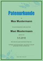 Patenurkunde, Grün