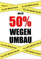 Plakat mit Band '50% wegen Umbau' - XXL-Plakat