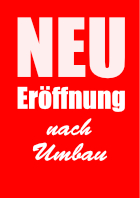 Plakat Neueröffnung, Umbau (Rot)