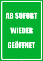 Plakat Wieder geöffnet (Weiss, Grün)