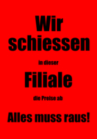 Plakat 'Wir schiessen die Preise ab', Schwarz - XXL-Plakat