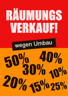 Plakat 'Räumungsverkauf wegen Umbau'
