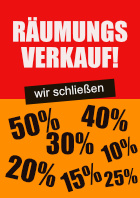Plakat 'Räumungsverkauf, wir schließen' - XXL-Plakat