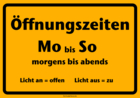 Schild Öffnungszeiten (Gelb)
