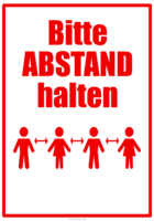 Schilder Hygienehinweis 'Bitte Abstand halten' (Rot/Weiß)