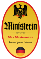 Fun-Schild Ministerin