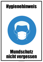 Schilder Hygienehinweis 'Mundschutz' (Maske)