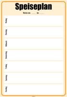 Speiseplan 1, Montag - Sonntag, Gelb