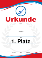 Urkunde Eishockey, Schläger (Blau, Rot)