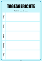 Speiseplan, Tagesgerichte, Blau