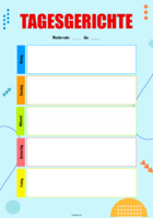 Speiseplan, Tagesgerichte, Bunt