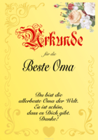Urkunde für die beste Oma