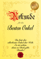 Urkunde für den besten Onkel