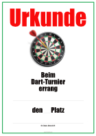 Urkunde Dart-Turnier, Platz