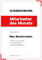 Urkunde Mitarbeiter des Monats (Rot)