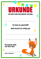 Kinder Urkunde für besondere Leistung, Hörnchen I, Grün
