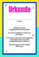 Urkunde Junggesellenabschied (Blau, Gelb)