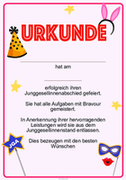 Urkunde Junggesellinabschied (Party)