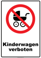 Verbotsschild Kinderwagen verboten