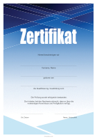 Zertifikat, modern in Blau und Weiß