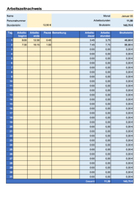 Arbeitszeitnachweis mit Berechnung des Bruttolohnes (Excel)