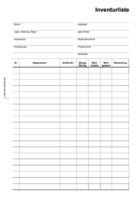 Inventurliste, Formular