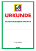 Urkunde Billard, Billardmeisterschaften