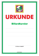 Urkunde Billard, Turnier 1