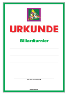 Urkunde Billard, Turnier 3