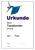 Urkunde Tanzturnier, einzel