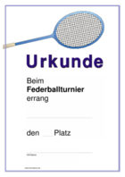 Urkunde Federball mit Federballschläger