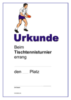 Urkunde Tischtennis, Turnier