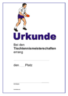Urkunde Tischtennis, Meisterschaften