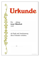 Urkunde treue Mitarbeit