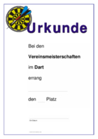 Urkunde Dart, Vereinsmeisterschaften, Dartscheibe