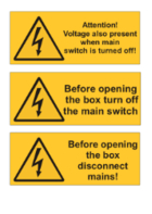 Warnschilder Elektrotechnik, englisch