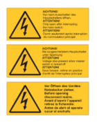 Warnschilder Elektrotechnik (de, en, es und fr)