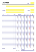 Aufmaß, Aufmaßtabelle (Excel) hier downloaden